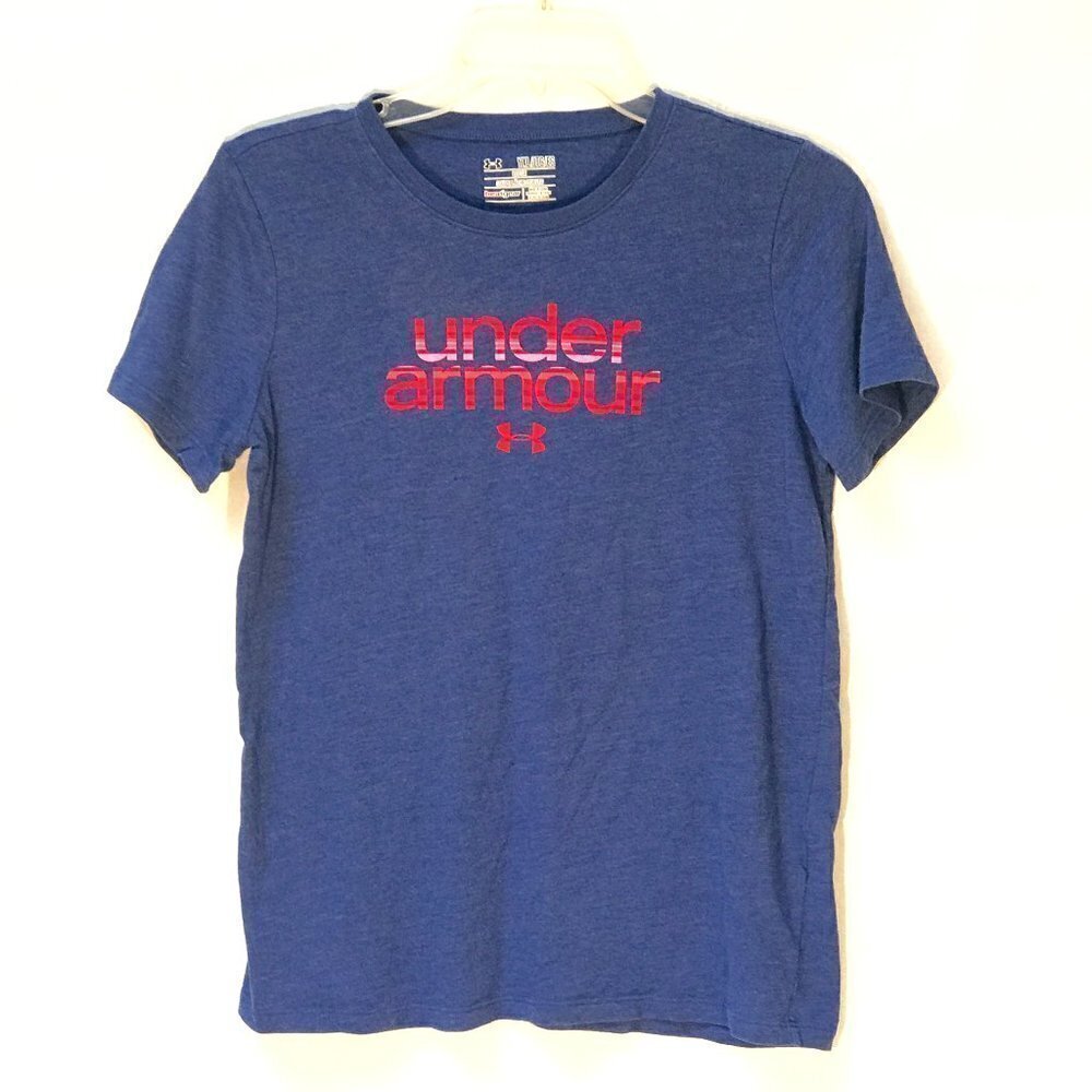 UNDER ARMOUR Blue Pink Workout Top Tee T Shirt